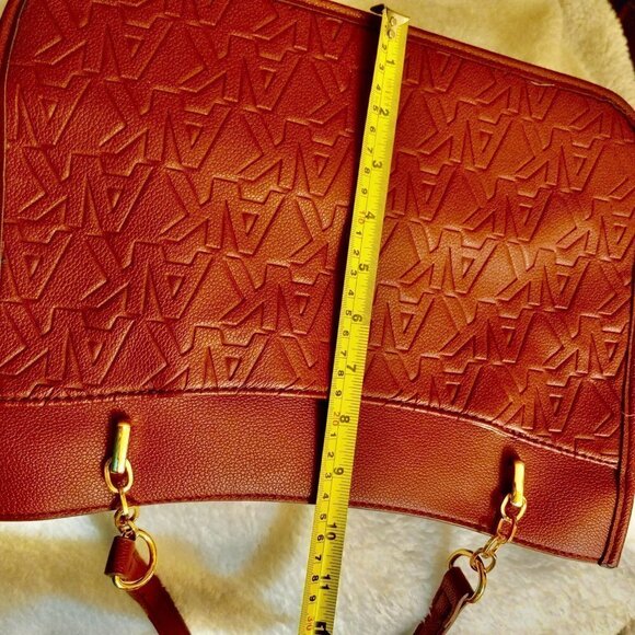 Anne Klein  Bag AK Embossed Satchel/Shoulder/Color Red /POCKETS/Gold Hardware - Picture 10 of 14